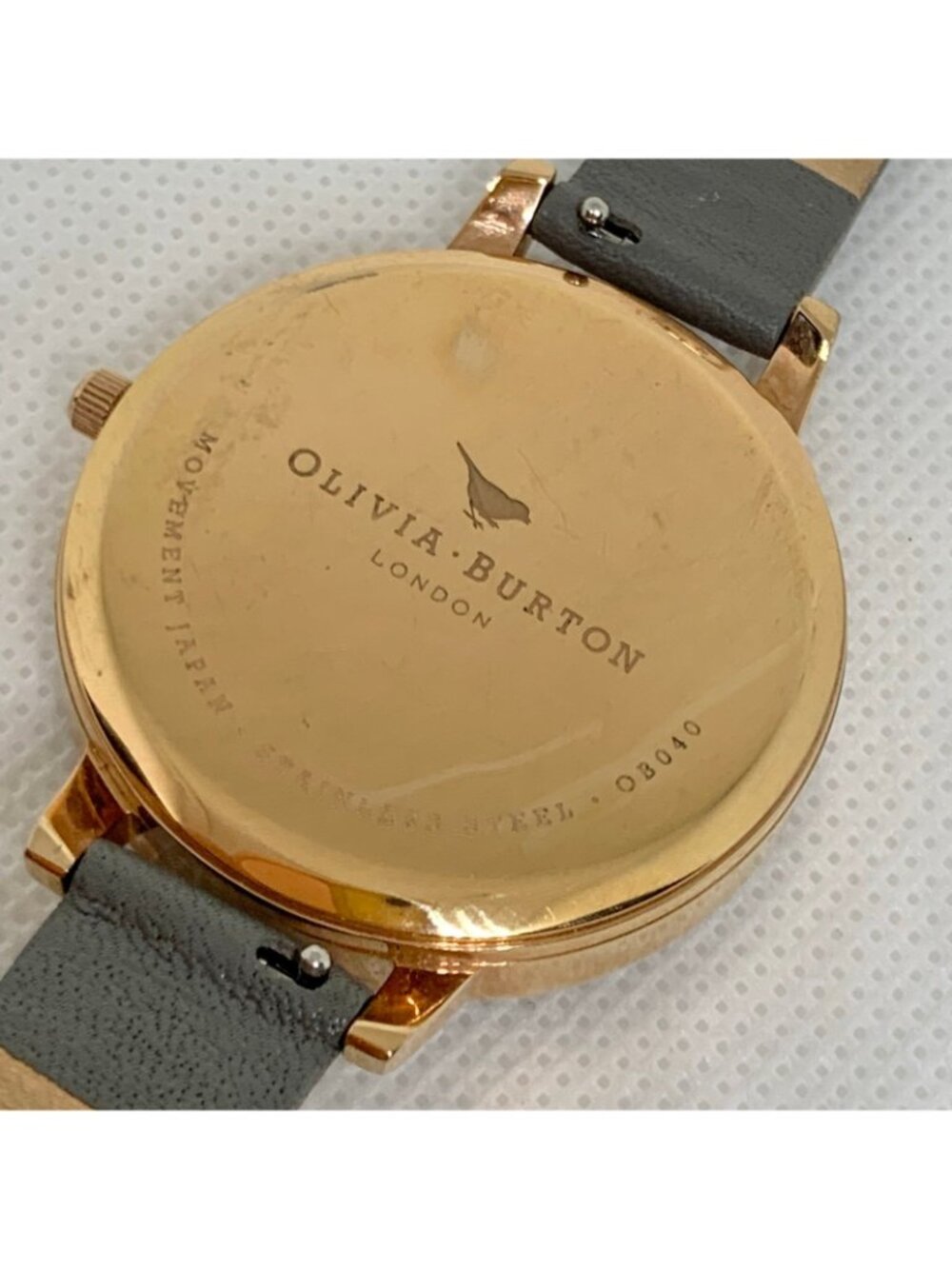 Olivia Burton women watch grey floral dial rose gold tone 38mm leather running - Picture 5 of 8